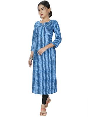 Blue printed cotton ethnic-kurtis 4