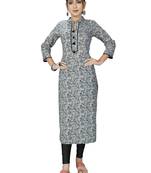 Grey printed cotton ethnic-kurtis