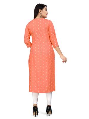 Orange printed rayon ethnic-kurtis 2