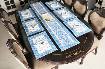 Home & Kitchen Decorative Table Runner With 6 Piece of Table Place Mats (Size: Runner:72 X 12, Mats:18 X 12 Inch) 2