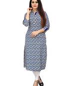 Off-white printed cotton ethnic-kurtis