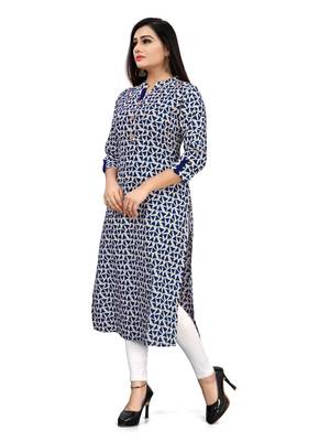 Off-white printed cotton ethnic-kurtis 3
