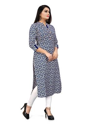 Off-white printed cotton ethnic-kurtis 4