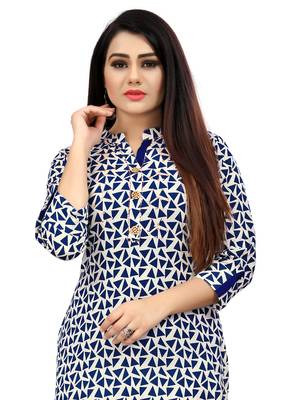 Off-white printed cotton ethnic-kurtis 5