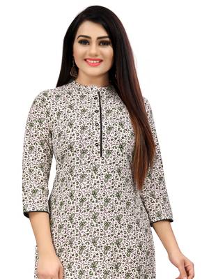 Beige printed cotton ethnic-kurtis 5