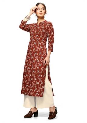 Maroon printed cotton ethnic-kurtis 4