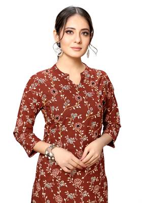 Maroon printed cotton ethnic-kurtis 5