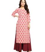 Off-white printed cotton ethnic-kurtis