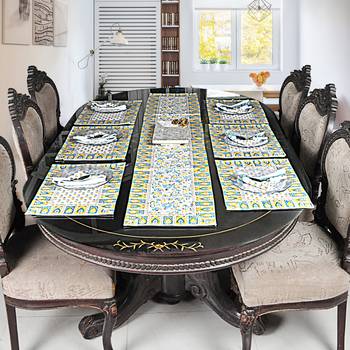Christmas New Year Decorative Cotton Table Cloth Table Runner With Table mats (Size: Runner:72 X 12, Mats:18 X 12 Inch) 1