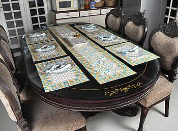 Christmas New Year Decorative Cotton Table Cloth Table Runner With Table mats (Size: Runner:72 X 12, Mats:18 X 12 Inch) 2