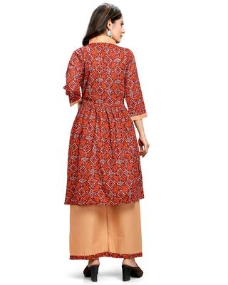 Maroon printed cotton ethnic-kurtis 2