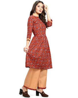 Maroon printed cotton ethnic-kurtis 4