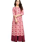 Onion-pink printed cotton ethnic-kurtis