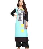 Green printed cotton ethnic-kurtis