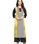 White printed cotton ethnic-kurtis