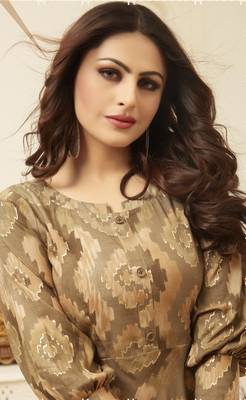 Sajnee Beige Rayon Foil Printed Designer Gown Style Kurti 2