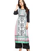 White printed cotton ethnic-kurtis