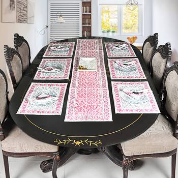 New Year Special Cotton Holidays Table Runner Table Cloth With Table Mats (Size: Runner:72 X 12, Mats:18 X 12 Inch) 1