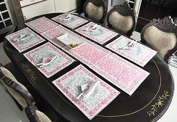 New Year Special Cotton Holidays Table Runner Table Cloth With Table Mats (Size: Runner:72 X 12, Mats:18 X 12 Inch) 2
