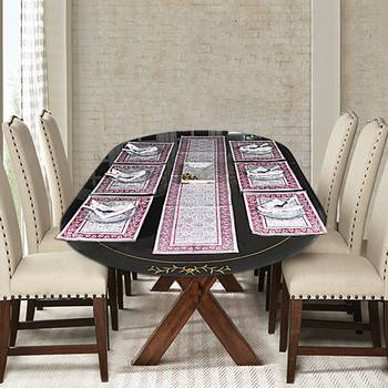 Table Runner for Center Table Living Room Decor Cotton Table Tapestry With mats (Size:Runner:72 X 12, Mats:18 X 12 Inch) 1