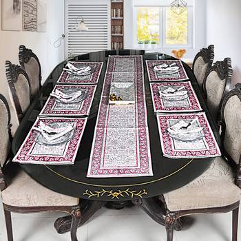 Table Runner for Center Table Living Room Decor Cotton Table Tapestry With mats (Size:Runner:72 X 12, Mats:18 X 12 Inch) 2