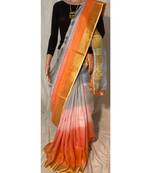 Handwoven multicolor dye linen saree with blouse piece