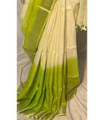 Handwoven multicolor dye linen saree with blouse piece