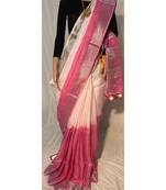 Handwoven multicolor dye linen saree with blouse piece