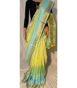 Handwoven multicolor dye linen saree with blouse piece
