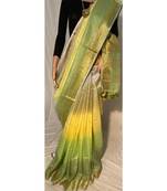 Handwoven multicolor dye linen saree with blouse piece