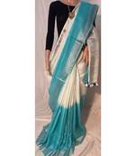 Handwoven multicolor dye linen saree with blouse piece