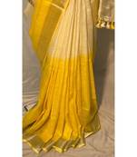 Handwoven multicolor dye linen saree with blouse piece