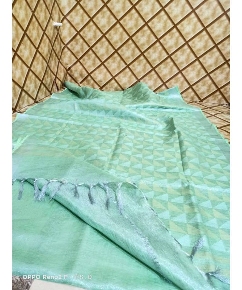 fabric details: Handwoven multicolor dye linen saree with blouse piece