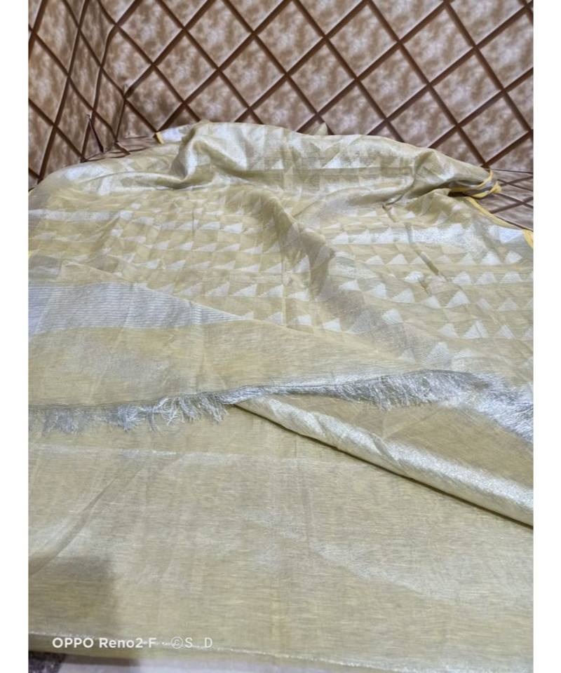 fabric details: Handwoven multicolor dye linen saree with blouse piece