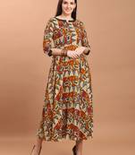 Sajnee Women's Multicolor Printed Rayon Flared Kurta
