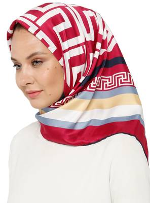 JSDC Women's Smoothy Silk Zig Zag Pattern Printed Scarf Hijab Dupatta 1