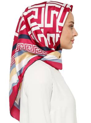 JSDC Women's Smoothy Silk Zig Zag Pattern Printed Scarf Hijab Dupatta 2