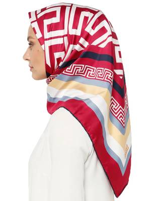 JSDC Women's Smoothy Silk Zig Zag Pattern Printed Scarf Hijab Dupatta 4