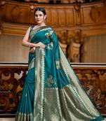 Green Color Designer Banarasi Silk Saree With Blouse Piece