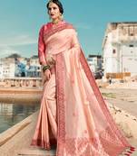 Pink Color Designer Jodhpuri Saree With Blouse Piece