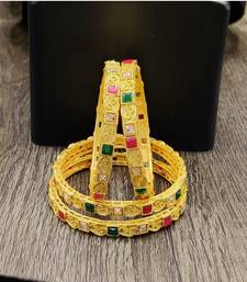 Gold plated Stone Studded 4pc Bangles