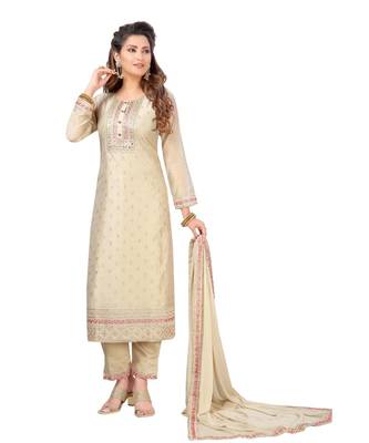 BEIGE chiffon  CHANDERI 1