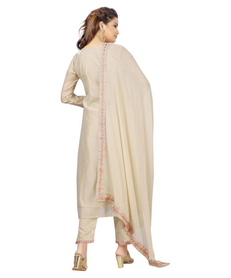 BEIGE chiffon  CHANDERI