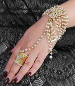 Golden and white pearl hand harness