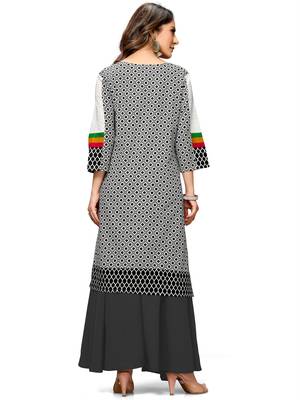 White printed cotton ethnic-kurtis 2