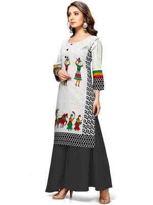 White printed cotton ethnic-kurtis 3