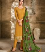 Mustard embroidered chanderi silk salwar