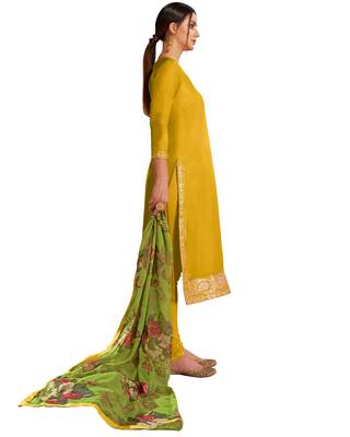 Mustard embroidered chanderi silk salwar 3