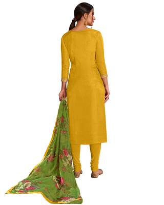 Mustard embroidered chanderi silk salwar 4