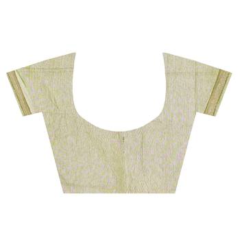 Green woven chiffon saree with blouse 4
